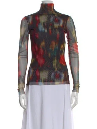 Pre-owned Baum Und Pferdgarten Printed Turtleneck Top In Black