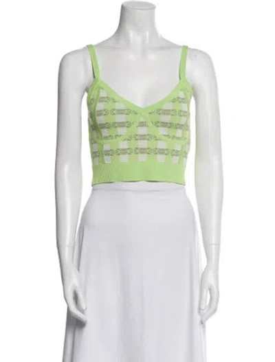 Pre-owned Baum Und Pferdgarten Printed V-neck Crop Top In Blue