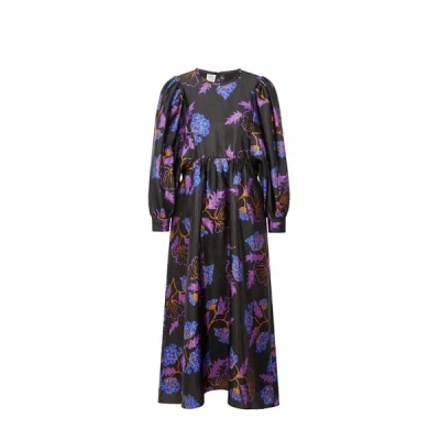 Baum Und Pferdgarten Atlanta Recycled Polyester-blend Midi Dress In Black