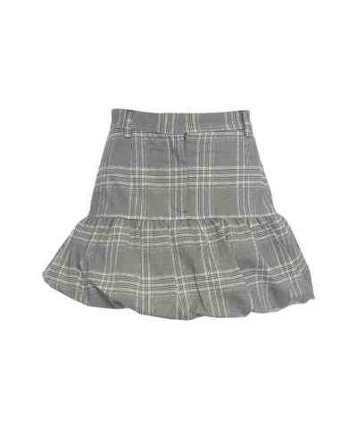 Baum Und Pferdgarten Ruffled Plaid Mini Skirt With Fitted Waist And Playful Hem In Gray