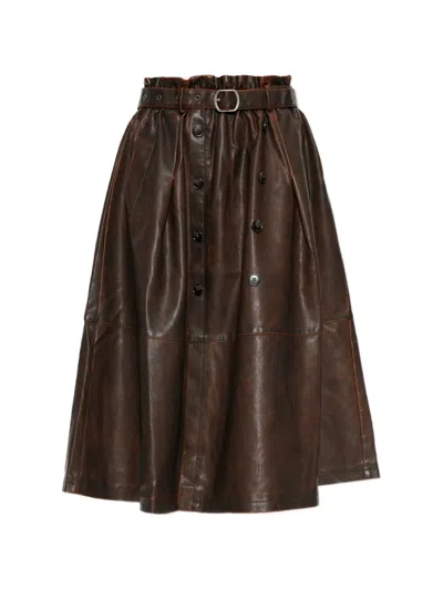 Baum Und Pferdgarten Saimi Belted Faux-leather Maxi Skirt In Brown
