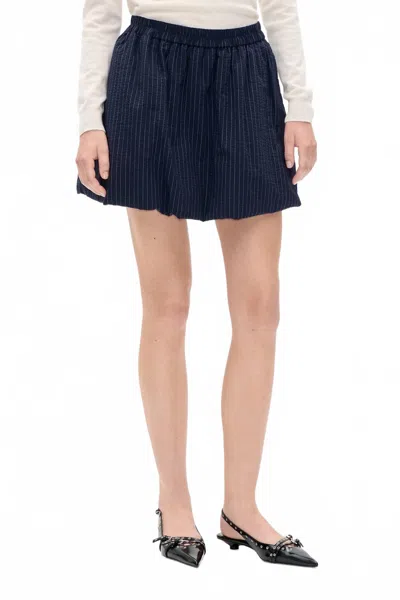 Baum Und Pferdgarten Sanda Mini Skirt In Navy Pinstripe Blue