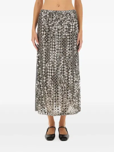 Baum Und Pferdgarten Sequin-panel Striped Midi Skirt