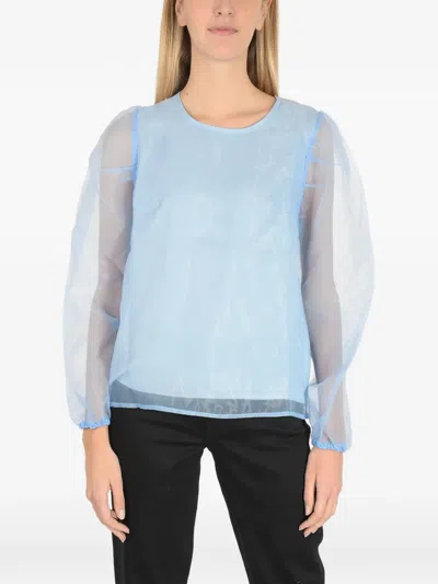 Baum Und Pferdgarten Sheer Puff-sleeve Blouse In Blue