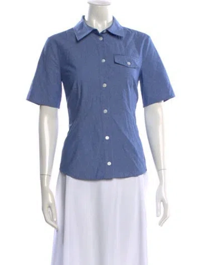 Pre-owned Baum Und Pferdgarten Short Sleeve Button-up Top In Blue