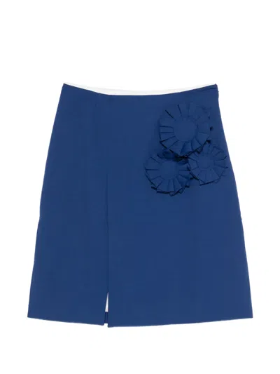 Baum Und Pferdgarten Siena Floral-appliqué Mini Skirt In Blue