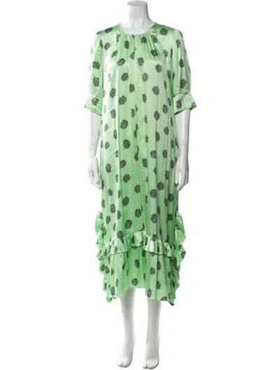 Pre-owned Baum Und Pferdgarten Silk Long Dress In Green