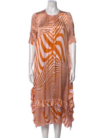 Pre-owned Baum Und Pferdgarten Silk Midi Length Dress In Orange