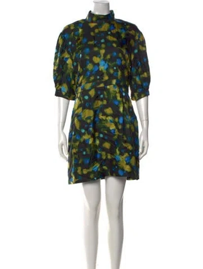 Pre-owned Baum Und Pferdgarten Silk Mini Dress In Black/blue/yellow