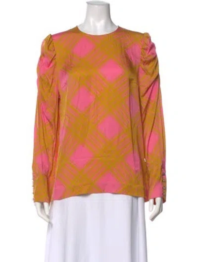 Pre-owned Baum Und Pferdgarten Silk Plaid Print Blouse In Neutral