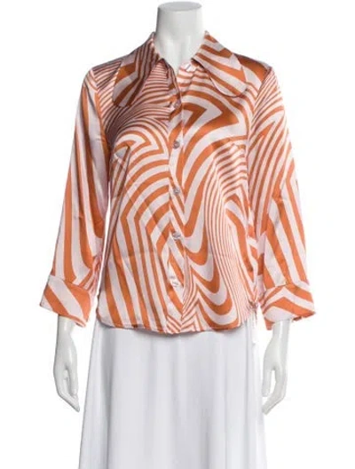 Pre-owned Baum Und Pferdgarten Silk Striped Button-up Top In Orange