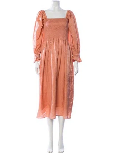 Pre-owned Baum Und Pferdgarten Square Neckline Long Dress In Neutral