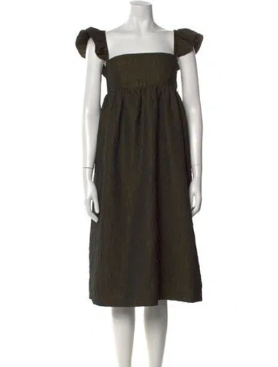 Pre-owned Baum Und Pferdgarten Square Neckline Midi Length Dress