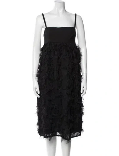 Pre-owned Baum Und Pferdgarten Square Neckline Midi Length Dress In Black