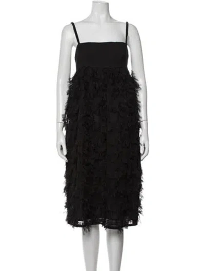 Pre-owned Baum Und Pferdgarten Square Neckline Midi Length Dress In Black