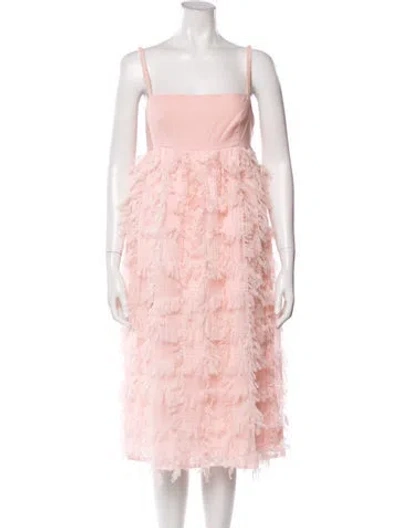Pre-owned Baum Und Pferdgarten Square Neckline Midi Length Dress In Pink
