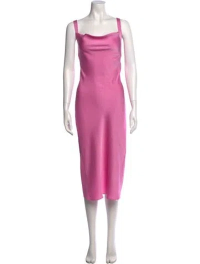 Pre-owned Baum Und Pferdgarten Square Neckline Midi Length Dress In Pink