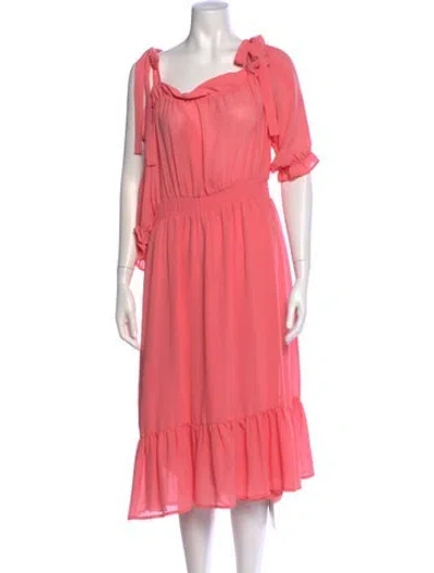Pre-owned Baum Und Pferdgarten Square Neckline Midi Length Dress In Pink