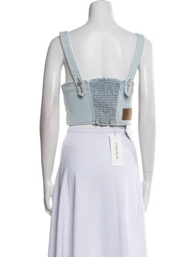 Pre-owned Baum Und Pferdgarten Square Neckline Sleeveless Crop Top W/ Tags In Blue