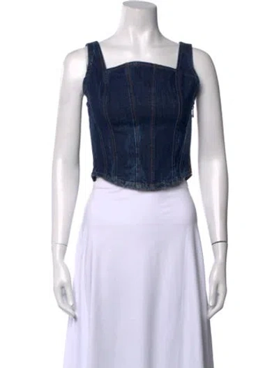 Pre-owned Baum Und Pferdgarten Square Neckline Sleeveless Crop Top In White