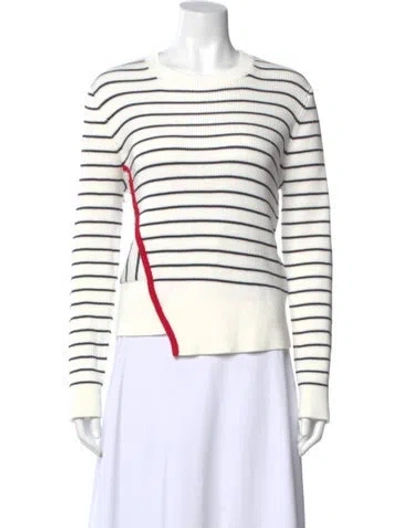 Pre-owned Baum Und Pferdgarten Striped Crew Neck Sweater In White