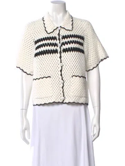 Pre-owned Baum Und Pferdgarten Striped Crew Neck Sweater In White