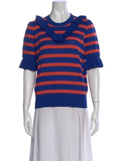 Pre-owned Baum Und Pferdgarten Striped Crew Neck Top In Blue