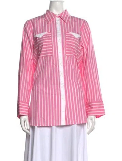 Pre-owned Baum Und Pferdgarten Striped Long Sleeve Button-up Top In Pink