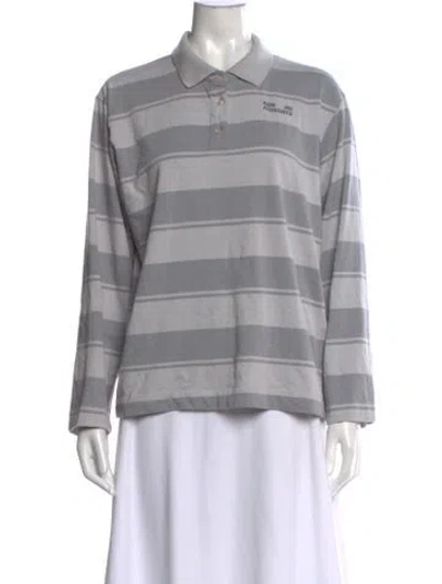 Pre-owned Baum Und Pferdgarten Striped Long Sleeve Polo In Grey