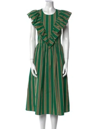 Pre-owned Baum Und Pferdgarten Striped Midi Length Dress In Green