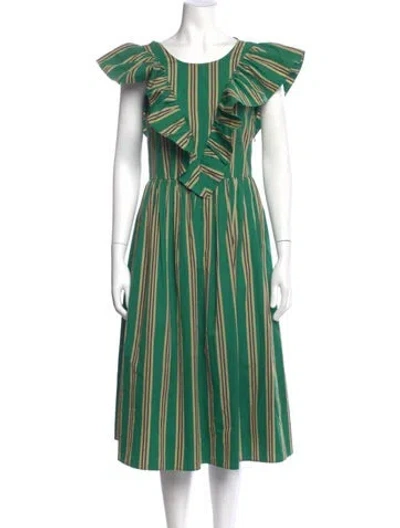 Pre-owned Baum Und Pferdgarten Striped Midi Length Dress In Green