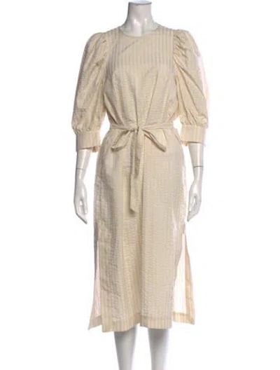 Pre-owned Baum Und Pferdgarten Striped Midi Length Dress W/ Tags In Neutral