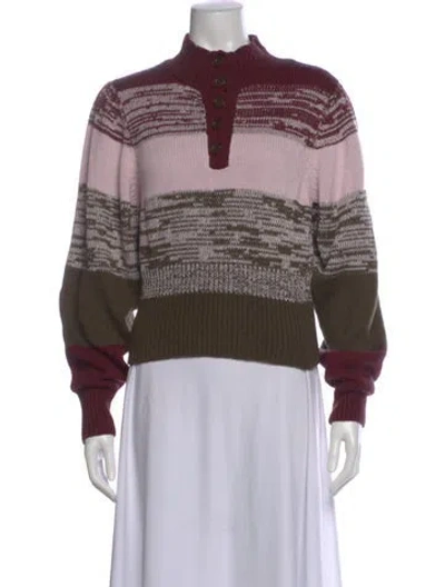 Pre-owned Baum Und Pferdgarten Striped Mock Neck Sweater In Green