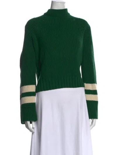 Pre-owned Baum Und Pferdgarten Striped Mock Neck Sweater In Green