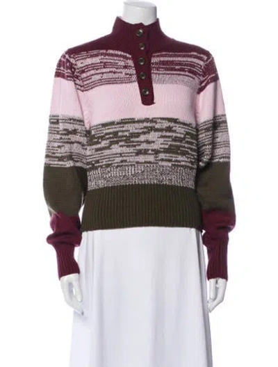 Pre-owned Baum Und Pferdgarten Striped Mock Neck Sweater W/ Tags In Green