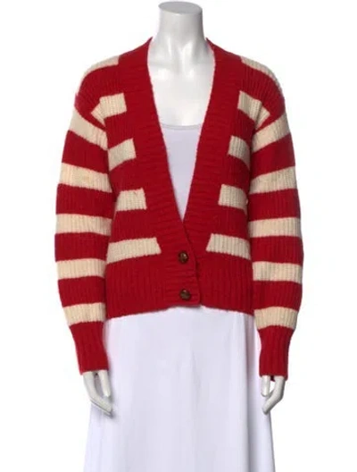 Pre-owned Baum Und Pferdgarten Striped Plunge Neckline Sweater In Red
