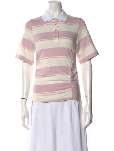 Pre-owned Baum Und Pferdgarten Striped Short Sleeve Polo W/ Tags In Pink