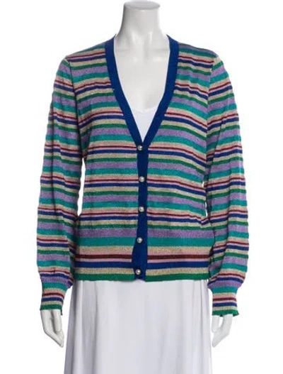 Pre-owned Baum Und Pferdgarten Striped V-neck Sweater In Blue