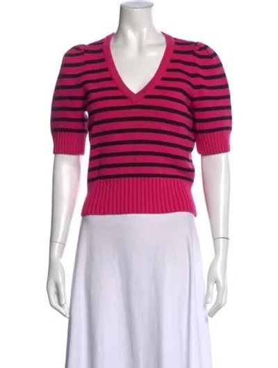 Pre-owned Baum Und Pferdgarten Striped V-neck Sweater In Pink