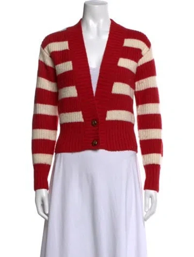 Pre-owned Baum Und Pferdgarten Striped V-neck Sweater In Red
