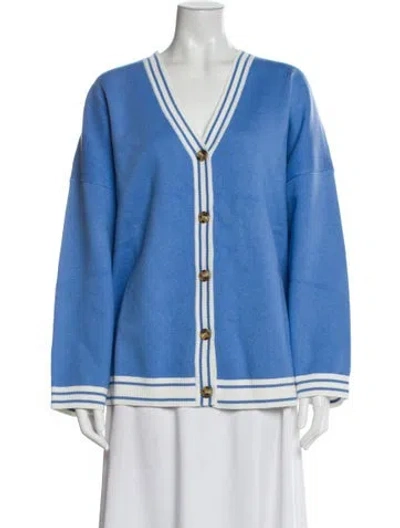 Pre-owned Baum Und Pferdgarten Striped V-neck Sweater W/ Tags In Blue