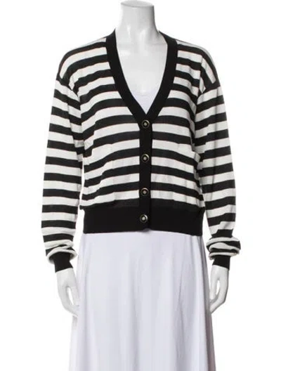 Pre-owned Baum Und Pferdgarten Striped V-neck Sweater In White