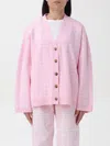Baum Und Pferdgarten Gingham-check Logo-embroidered Cardigan In Pink