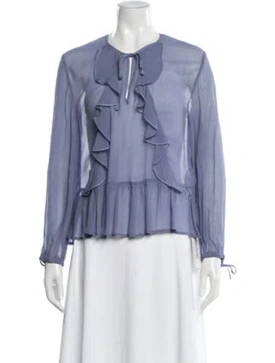 Pre-owned Baum Und Pferdgarten Tie Neck Long Sleeve Blouse W/ Tags In Blue