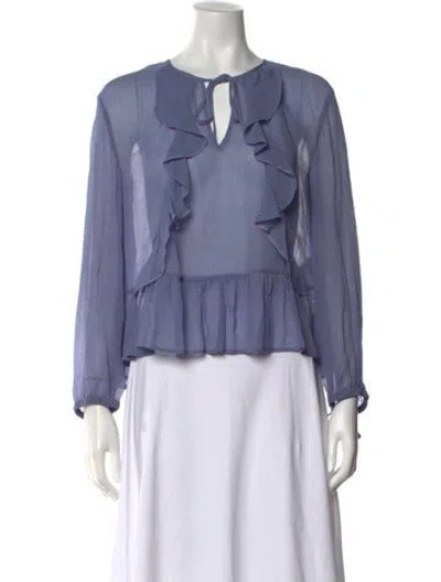 Pre-owned Baum Und Pferdgarten Tie Neck Long Sleeve Blouse W/ Tags In Blue