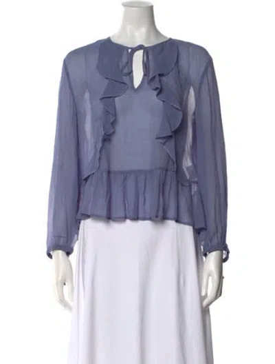 Pre-owned Baum Und Pferdgarten Tie Neck Long Sleeve Blouse W/ Tags In Blue