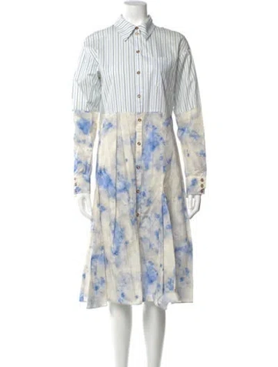 Pre-owned Baum Und Pferdgarten Tie-dye Print Midi Length Dress In Blue
