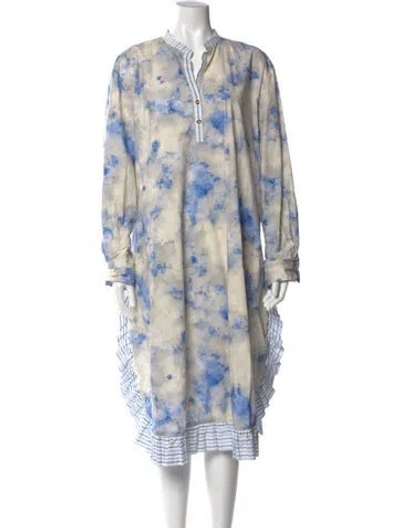 Pre-owned Baum Und Pferdgarten Tie-dye Print Midi Length Dress In Neutral