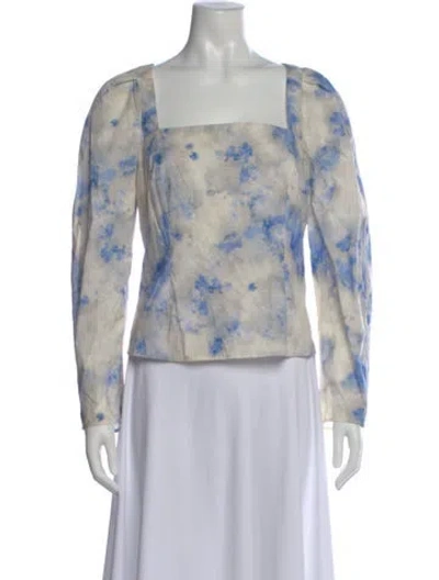 Pre-owned Baum Und Pferdgarten Tie-dye Print Square Neckline Blouse In Blue