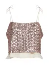 Baum Und Pferdgarten Jovana Sequinned Crop Top In Cafe Creme Sequince